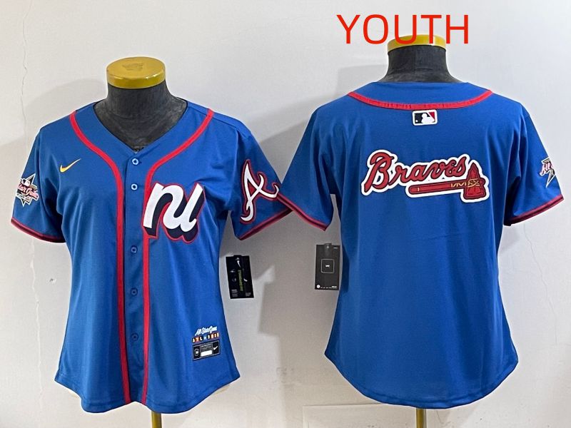 Youth 2025 Atlanta Braves Blank Blue All star Nike MLB Jersey style 03->youth mlb jersey->Youth Jersey